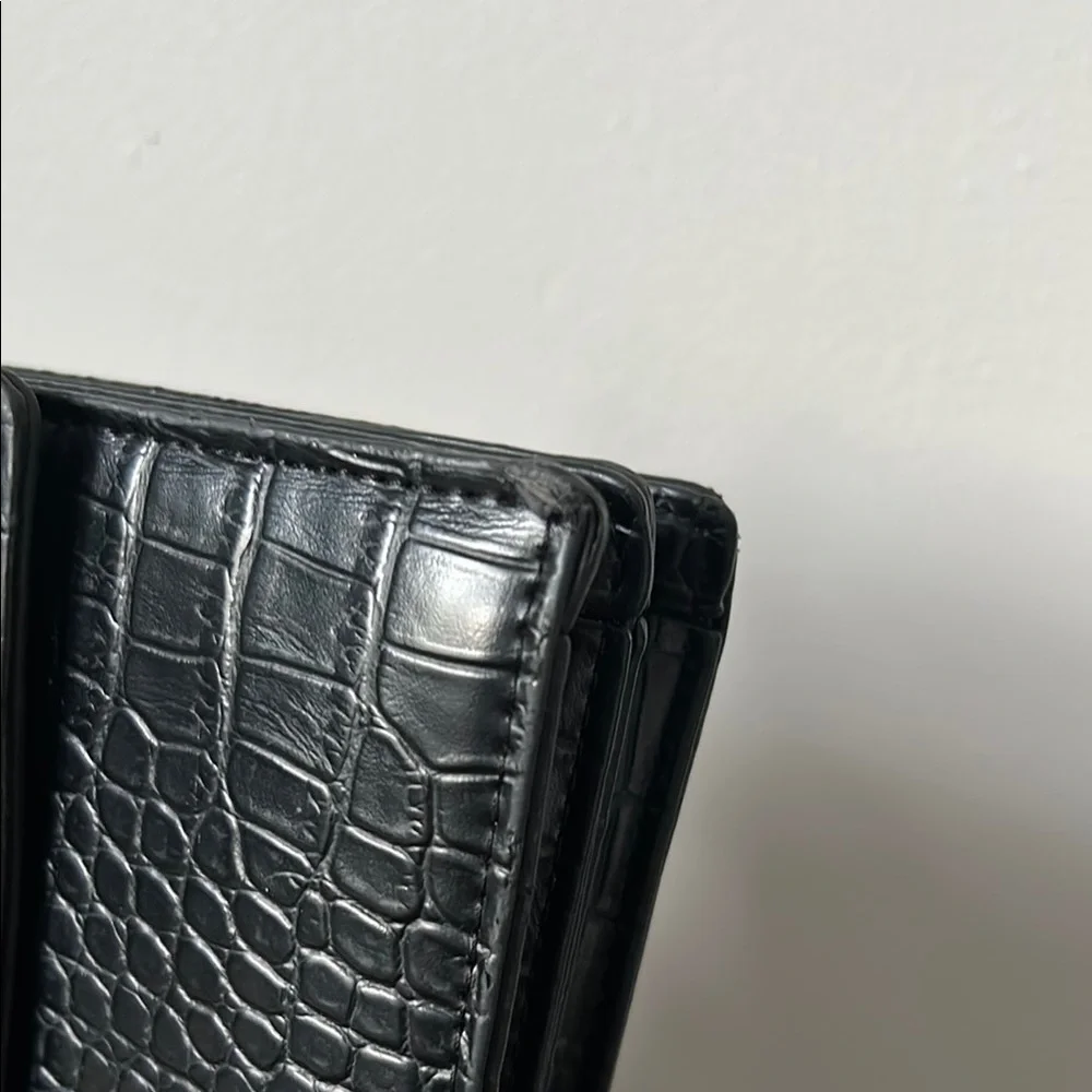 Black Croc-Embossed Crossbody Bag
